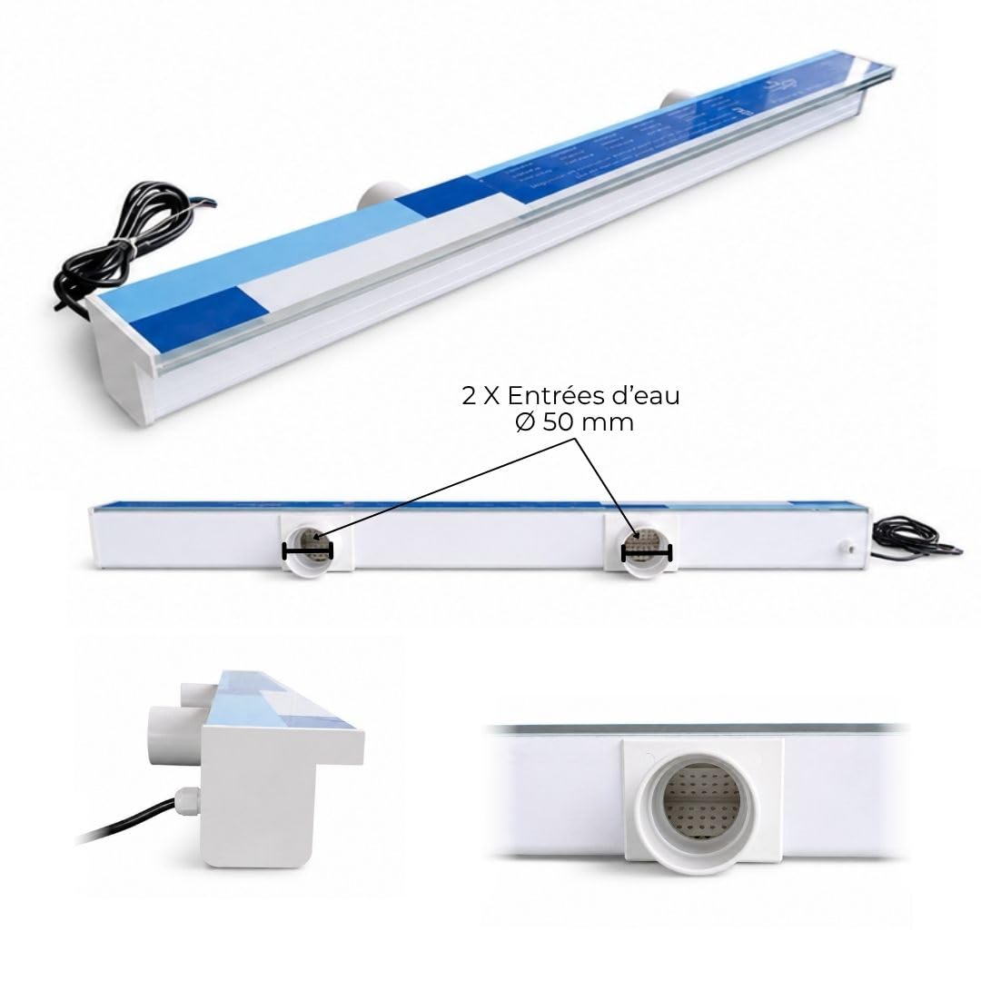 PISCINE Lame d'eau Cascade en acrylique 120cm 1m 20 / Avec Leds intégrées/Télécommande et coffret transformateur/Grande Largeur
