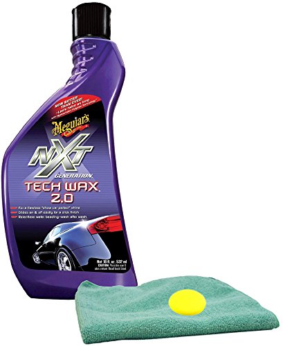 Meguiar's NXT Generation Tech Wax 2.0 Liquid Wax (18 oz) Bundle with Microfiber Cloth & Foam Pad (3 Items)