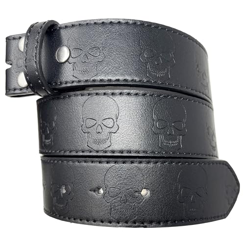 Skull Leather Belt Strap Without Buckle 1.5
