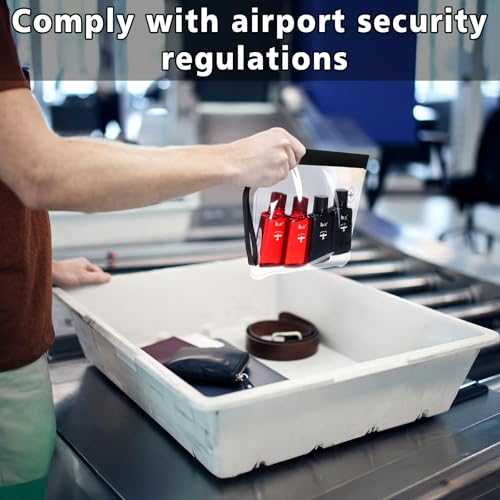Zeawavsl Transparent Kulturtasche, Flugzeug-FlüSsigkeitsbeutel – 4 StüCk, 20 X 20 cm, TSA-Zertifiziert, Wasserdicht Und Auslaufsicher, Mit Griffen, ReisezubehöR FüR HandgepäCk, Flugreisen (4)