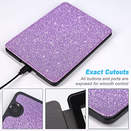 Acdream Kindle Voyage Case, The Thinnest And Lightest Premium Pu Leather Cover Case For Kindle Voyage (2014) With Auto Wake Sleep Feature, Glitter Purple #TOP4