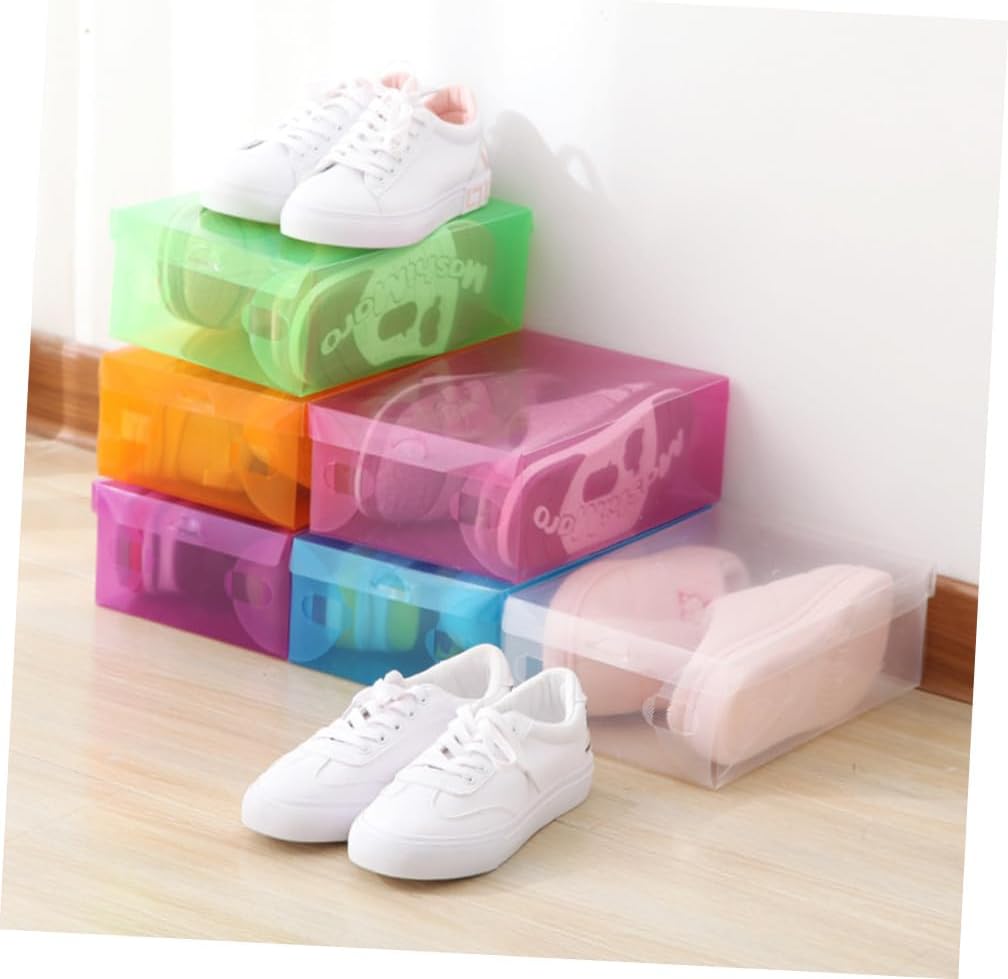Holibanna 6pcs Plastic Storage Bins Lids Shoe Boxes Shoe Containers for Home Office Closet