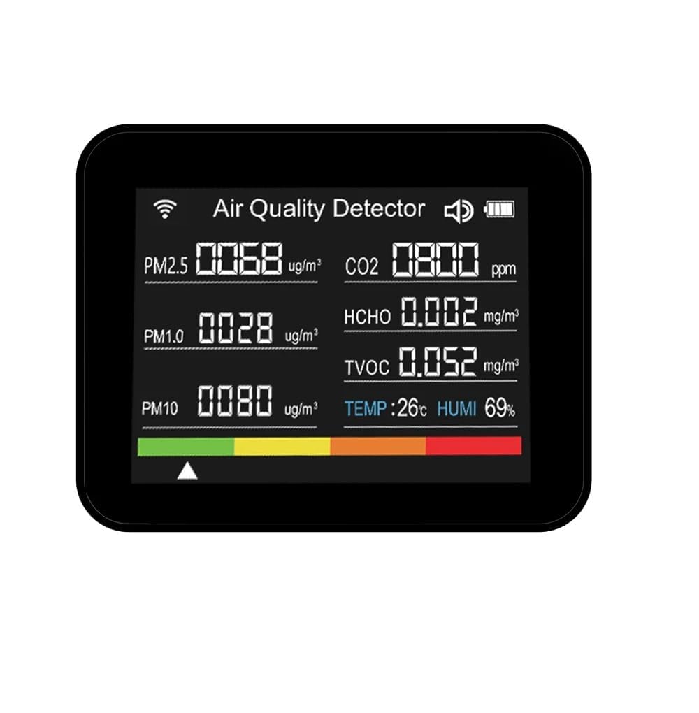 amiciSense 13-in-1 WiFi Air Quality Monitor: Comprehensive CO2, Temperature, Humidity, TVOC, HCHO Monitoring, Integrated Desktop Clock with Alarm & Stopwatch, AQI-image-48
