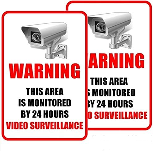 (2 Pack) Outdoor/Indoor 8.27" high x 5.51" wide Home Business Security DVR Camera Video Surveillance System Window Door Wall Warning Signs Alert Sticker DecalsBack Self Adhesive Vinyl