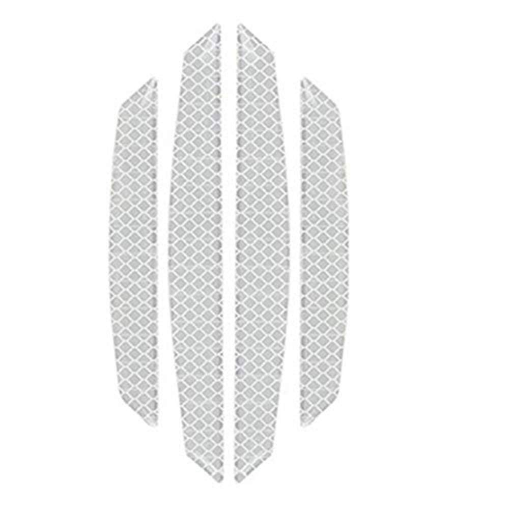 ZYTC 4pcs 3D Super Reflective Stickers Carbon Fiber Strips Car Side Door Edge Bumper Anti-Scratch Protection Guards Trim Stickers Universal (Diamond White)