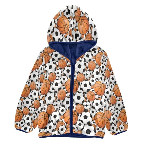 Sports Balls Pattern Repeated Background Toddler Fleece Jacket Girl Boys Hooded Fleece Jacket Coat