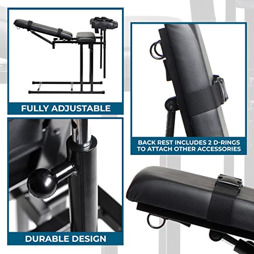 Master Series Adjustable Bondage Chair Sex Bench With Restraint Easy-Snap Straps. Bdsm Bench Kit For Men, Women And Adult Couples. Comfortable Thick Padding, Holds Up To 440 Lbs (199 Kg), Black #TOP3