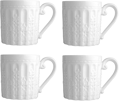 Bernardaud Louvre White - Juego de 4 tazas de porcelana #0542-1806