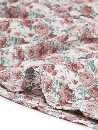 Image of Allegra K Womens Floral Chiffon Mini Dress Ruffle Hem Puff Short Sleeve | Ruffled Tie Neck, Summer Style, Sweet and Chic for Vacation Beach Wear