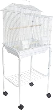 212 Main 1784-4724WHT Bar Spacing Barn Top Bird Cage with Stand - White
