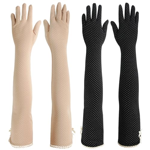 kilofly Women's Long Anti-UV Breathable Arm Sun Block Driving Gloves, 2 Pairs