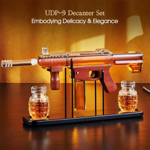 Image of Gifts for Men Dad, Kollea Gun Whiskey Decanter Set-Limited Edition, Liquor Decanter with Bullet Shot Glass, Cool Anniversary Birthday Gifts for Him Husband, Military Present for Home Bar Drinking