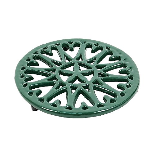 Minuteman International C-33GR Sunburst, Green woodstove Tabletop cast Iron Trivet, 7" Diameter