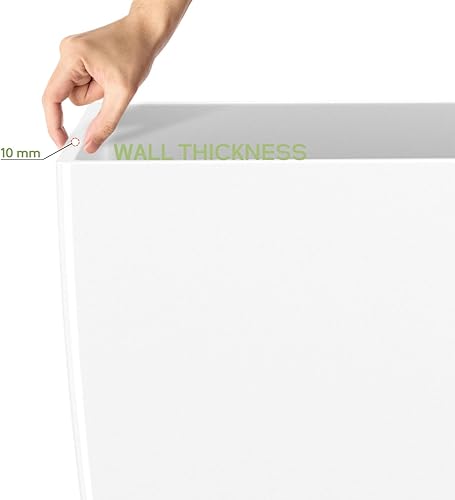 Miniatura 6 de FIASON Macetas grandes cuadradas y altas, macetas ligeras de 21 pulgadas con diseño de drenaje para interiores y exteriores (blanco, juego de 2)