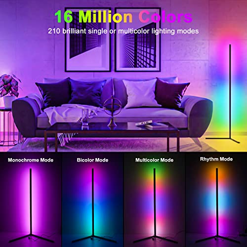 Withinsafe Corner Floor Lamp - Rgb Color Changing Mood Lighting Lamp - 61" Dimmable Music And Voice Sync Bluetooth App And Remote Control Led Corner Light For Living Room, Bedroom #TOP2