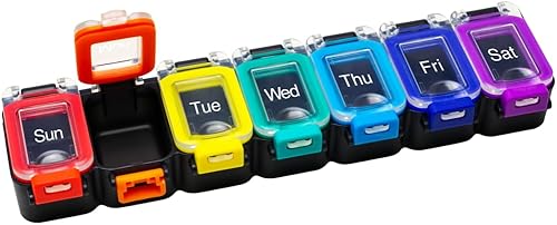 Miniatura 6 de EZY DOSE Planificador semanal (7 días), estuche para medicamentos, caja organizadora de vitaminas, compartimentos de bloqueo impermeables para