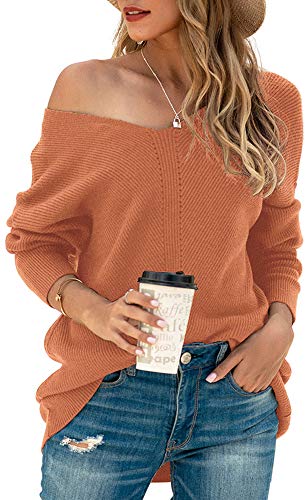 Image of Iandroiy Women's Batwing Sleeve Off Shoulder Loose Oversized Baggy Tops Sweater Pullover Casual Blouse T-Shirt