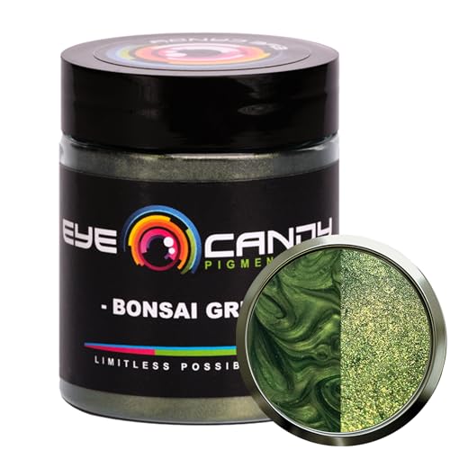 Eye Candy Pigments Premium Green Mica Powder - Bonsai Green (25gr) - for Epoxy, Resin, Soap, Paint...