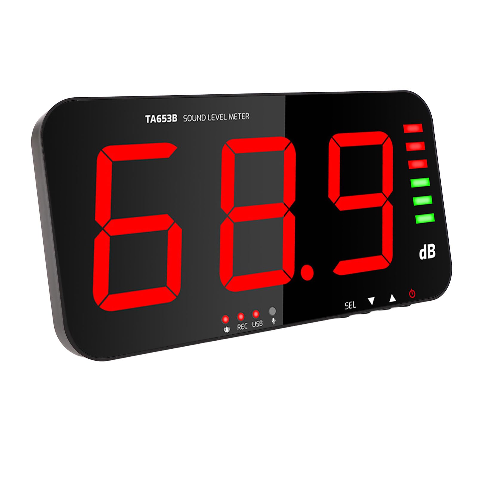 Sound Level Meter Tester, 30 to 130dB Range Decibel Meter Built in Buzzer, Digital Sound Level Meter with Large LCD Display Screen, Wall Mount Noise Meter for Noise Measuring