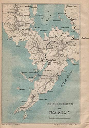 Amazon 日本 九州と島 長崎 1907の地図 アートフレーム ポスター オンライン通販