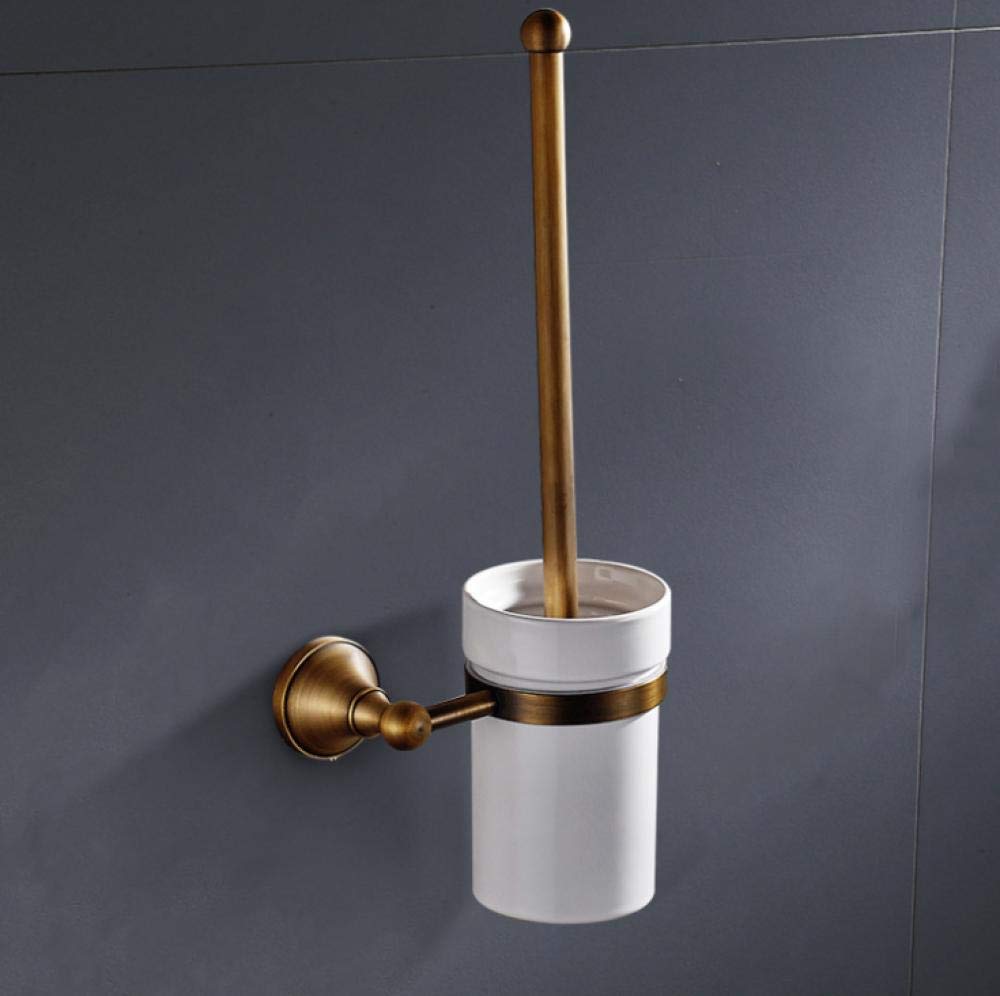 Szczotka do WC, brązowa rama szczotki do WC Antyczna łazienka Zestaw uchwytów na szczotki do WC Akcesoria łazienkowe Pojedynczy kubek ceramiczny do montażu na ścianie