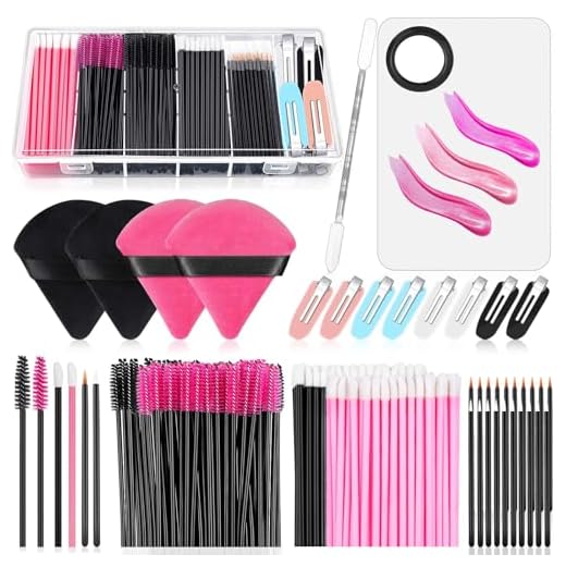 Disposable Applicators Kit With Makeup Puff, Mixing Palette, Artist Supplies, Accessories, Mascara Wands, Lip Brushes, Hair Clips, Powder Puffs for Face With Storage Box