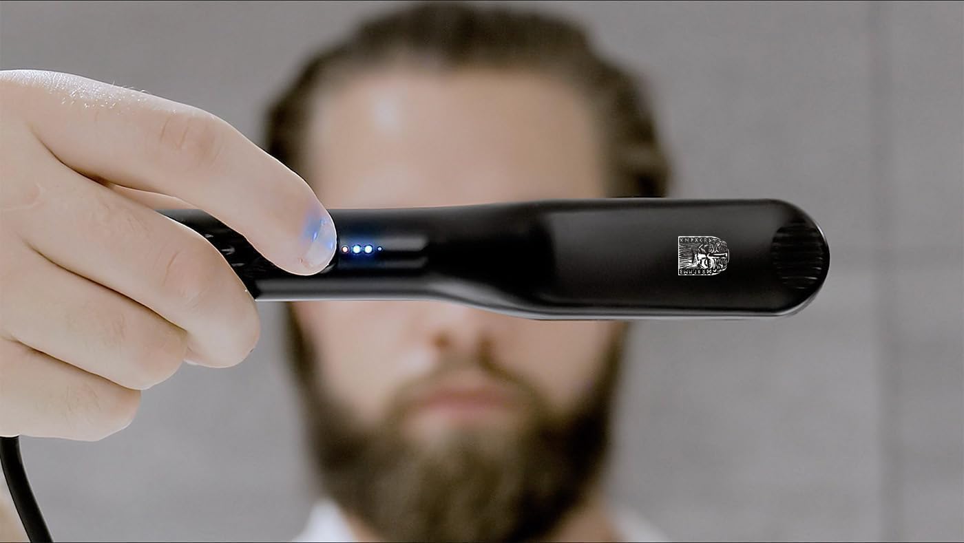 Odenson Beard Straightener Szczotka wygładzająca z drutem do brody, podgrzewany grzebień do pielęgnacji i stylizacji brody