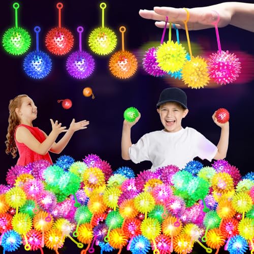 Image of SHQDD 200PCS Light Up Ball, Bouncy Balls for Kids, 6 Colors LED Flashing Squeaky Ball, 2.2inch Sensory Fidget Toys, Glow in The Dark Party Supplies, Neon Party Favors, for Student Gifts School Rewards