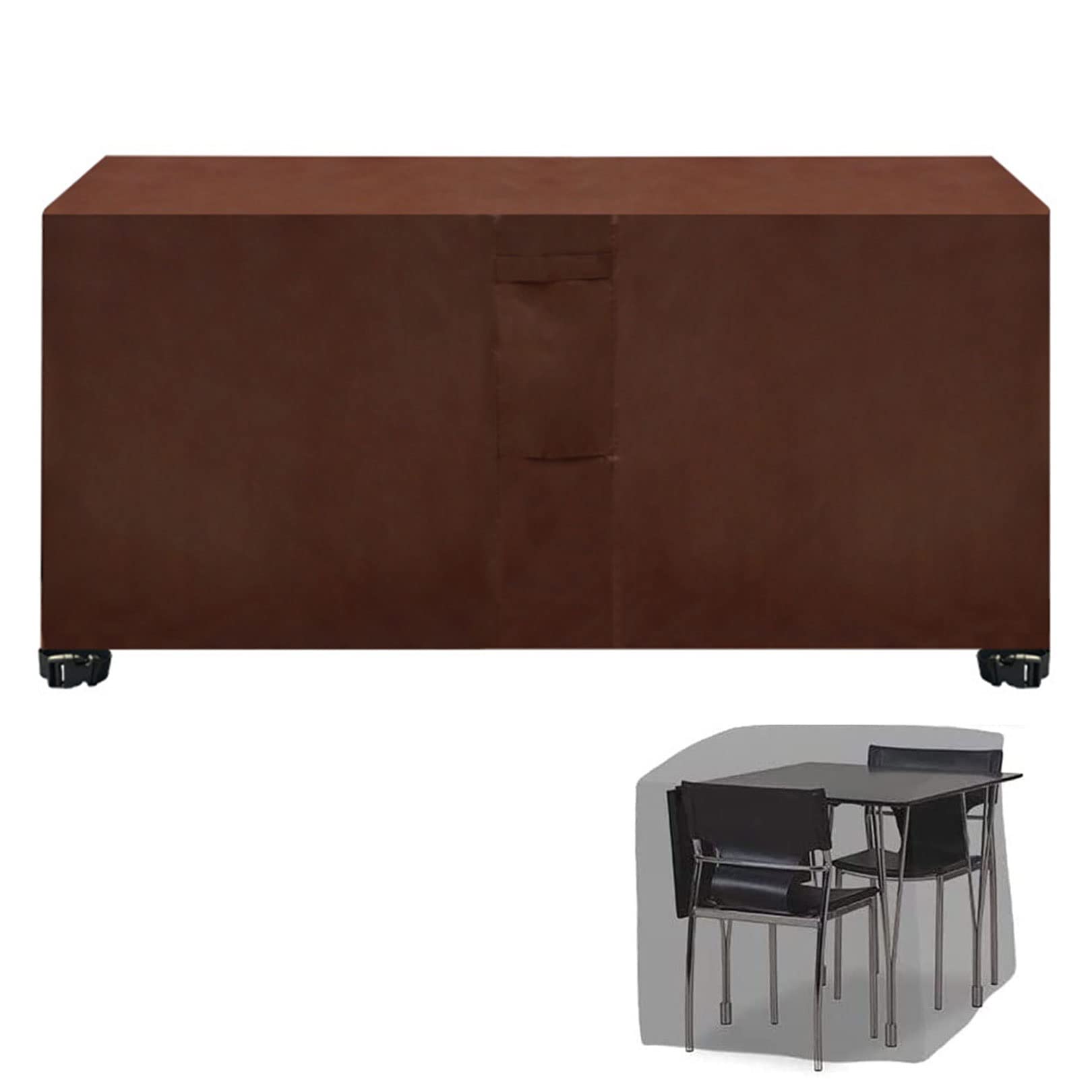 YUANBIAO Housse Salon de Jardin 200x160x70cm Robuste Tissu Oxford Étanche Housse de Table de Jardin Jardin Table Housse avec Ouvertures D'aération pour Les Meubles D'extérieur Chaises, ‎Marron
