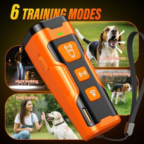 YUYQA Dog Bark Deterrent Device, 3X Ultrasonic Anti Barking, 6 Training Modes 23 FT Range Barks No More Indoors Outdoors Behavior Correct Safe & Humane Rechargeable Compact Bark Control for Dogs - 4