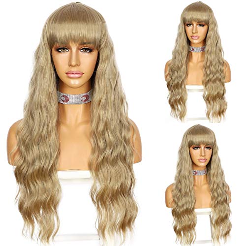 SAPPHIREWIGS Long Orange Color Daily Queen Makeup Synthetic Lace Front Wedding Party Wigs (Full Machine Made-Light Brown)