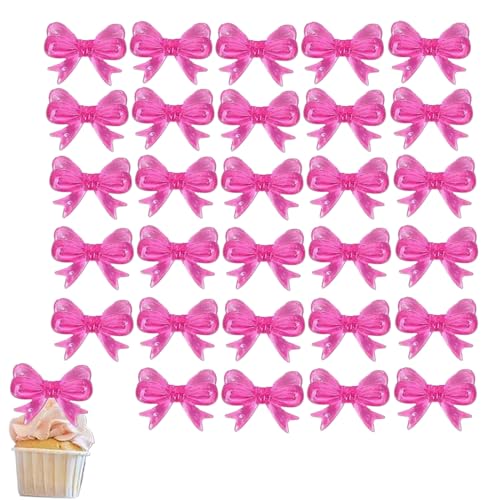 Cup Dessert Toppers - Resin Festive, Bow-Shaped Picks | 2.2x2.8cm Cute Decorative Set With Elegant Detail Feature, Perfect Snack