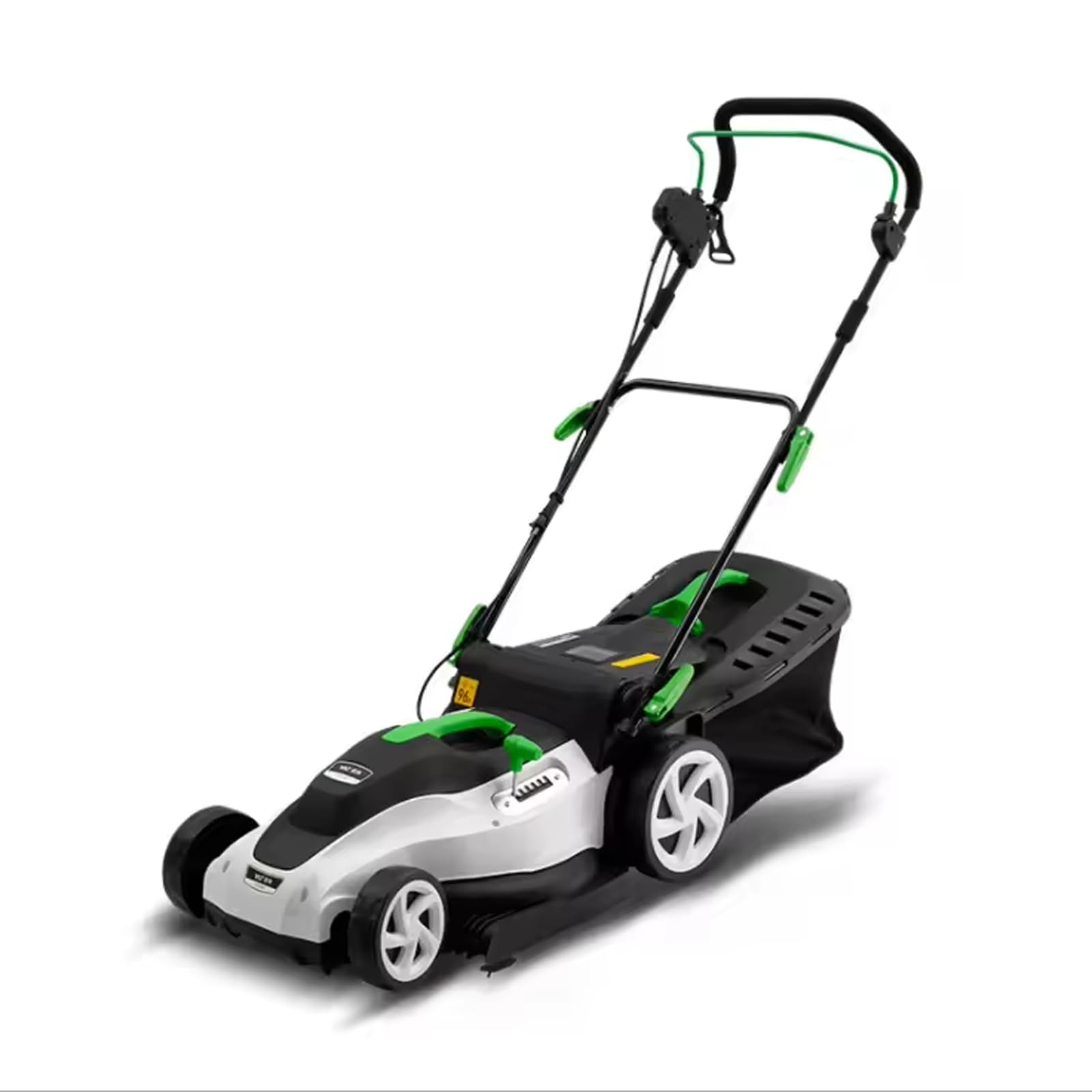 FfiMe Cortacésped eléctrico, 1800 W, Caja de césped Grande de 45 L, Ancho de Corte de 38 cm, 6 Alturas de Corte Ajustables (20-70 cm), Plegable para Almacenamiento, cortacésped inalámbrico