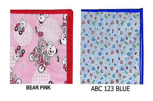 Image of EcoSoft Plastic Sheet,PVC Sheet for Kids,Rubber Sheet for Babies,Bed Wetting Protector(90 x 135 cm) (Pink Bear & Blue ABC123)