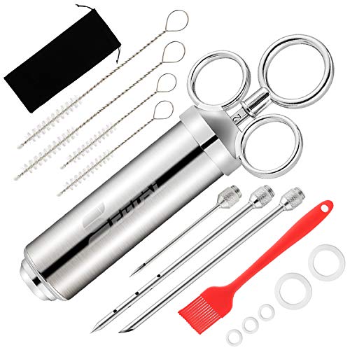Meat Injector Syringe Food Grade 304 Stainless Steel 2-oz Large Capacity with 3