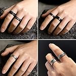 Stainless-Steel-Fidget-Rings-for-Men-Sliver-Fidget-Rings-for-Anxiety-for-Women-Cool-Spinner-Ring-Set-Black-Mens-Wedding-Band-Ring-Pack