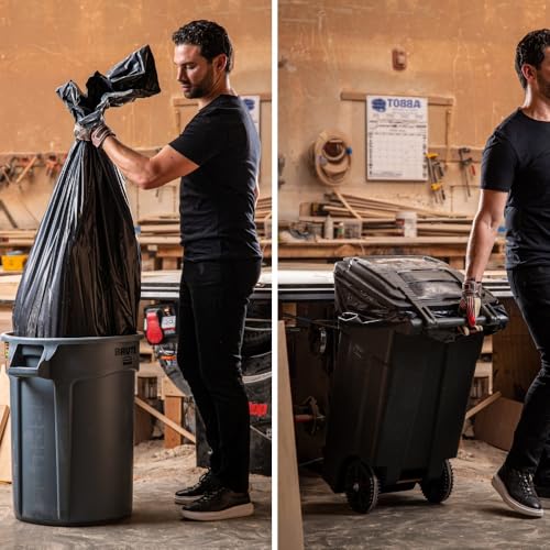 Image of Plasticplace 95-96 Gallon Heavy Duty Black Trash Bags - Contractor Grade,Extra Large Garbage Bags for Construction & Outdoor Trash Cans,1.2 Mil Thick,61 inch x 68 inch (Roll),15 Count (Pack of 2)