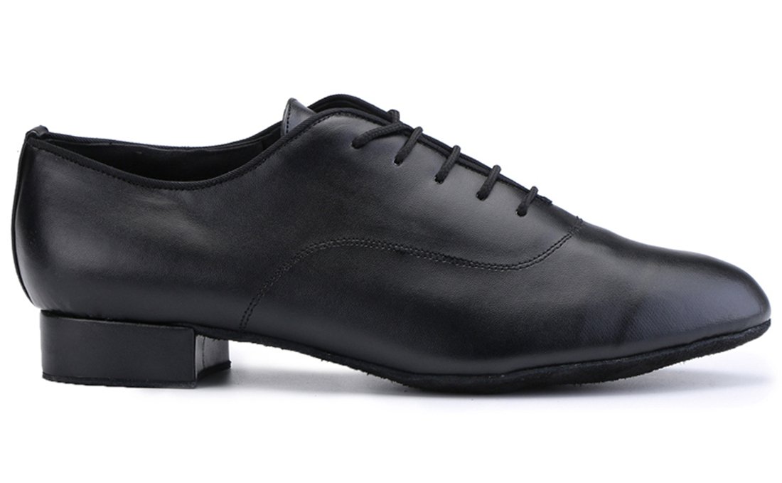 TDA Mens A4002 Round Toe Black Leather Modern Salsa Tango Ballroom Latin Wedding Party Dance Shoes 10.5 M US