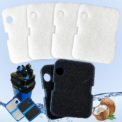 Image of 6 Pack Replacement Activated Carbon Sponge Bio Filter Pads and White Floss Pads and for Cascade 700 /1000 CCF2UL CCF3UL, Compatible with Penn-Plax Cascade 700 & 1000 Canister Aquarium Filters