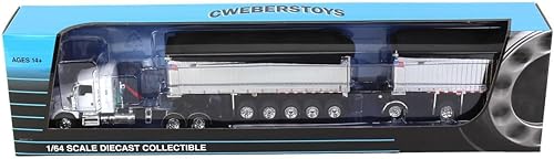 Miniatura 6 de First Gear DCP 1/64 White/Chrome Kenworth T800 w/Chrome East Genesis II End Dump Trailers 60-1571