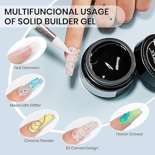 Image of Bolt Bee 5D Sculpting Gel 8g for Nail Art | Hard Builder Gel for Nail Extension,Carving & Embossing, Non-Sticky Texture | 5D Pattern Design Nail Gel for Professional & DIY Use-Clear