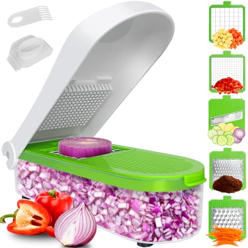 LHS Manual Food Processor Large Vegetable Chopper, 1002ML Pull String Chopper Garlic Mincer Onion Cutter for Veggies,Salad,Fruits, Nuts, BPA Free, WHITE