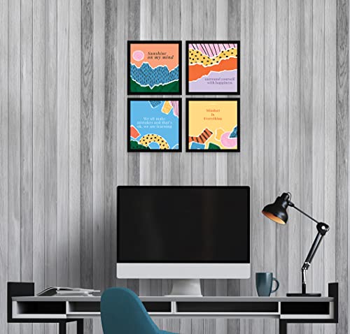 Image of ArtX Paper Motivational Quotes Wall Frame Art Painting, Framed Paintings For Home Office Decor 20 X 20 inches, 10.0 X 10.0 each, Multicolor Posters With Frame, Set of 4 (Sunshine)