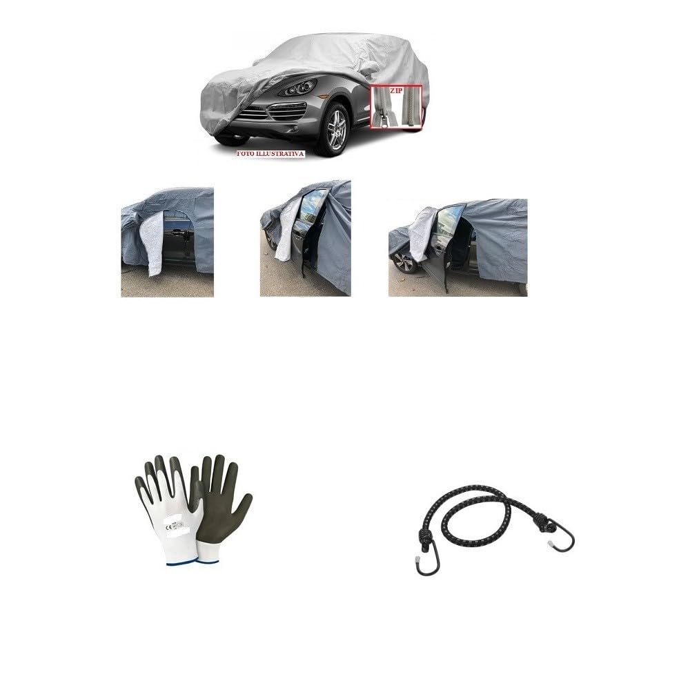 Compatible con Lancia Ypsilon 1.2 69 CV 5p. GPL Ecochic Plat. Cubierta DE Coche con Cremallera Lateral Impermeable Cobertura A Prueba DE Rayas TG.M 470X190X185CM