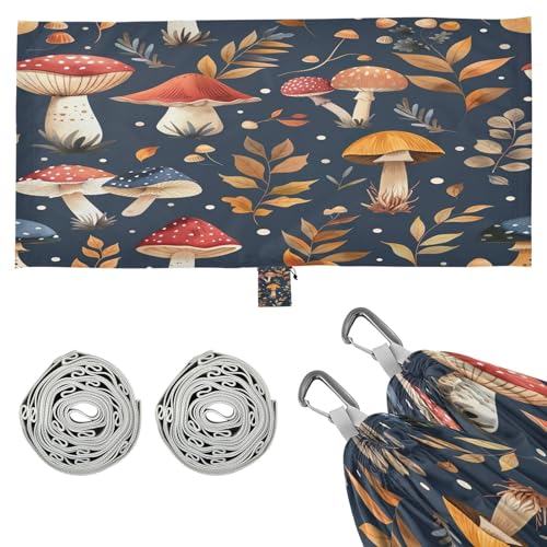 Kigai Mushroom Leaves Camping Hammock Durable & Portable Travel Hammock Holds 330lbs with Tree Strapsm, Pocket, Camping Accessories