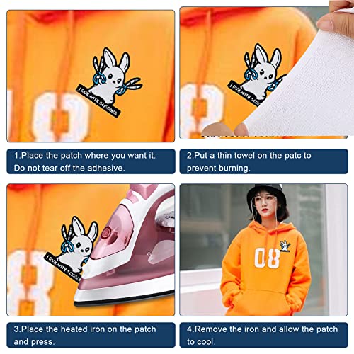 Wikineon Iron On Embroidered Patch, Cute Animal Patch "Rabbit Holding Scissor" - Appliable To Badge Iron On Sew On Emblem Patch Diy Accessories Perfect For Jackets, Clothes, Hats & Jeans #TOP4