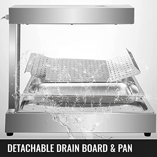 Scaldavivande in acciaio inox commerciale, mantiene croccanti patatine, patatine fritte e cibi fritti, ideale per esporre e servire sul piano di lavoro