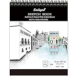 Eachgoo Spiralgebundener Skizzenbuch, Sketchbook, A4 130 g/m² 50 Blatt Zeichenpapier für Zeichnen, Skizzieren und Malen mit verschiedenen trockenen Medien