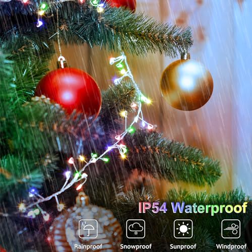 Image of BSGlobal 2 Pack Total 20Ft 400 LED Christmas Fairy Lights Battery Operated | Cluster String Lights with Timer 8 Modes Firecracker Twinkle Light for Garlands Tree Wedding Outdoor Decor (Multicolor)