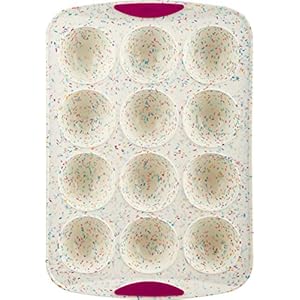 Trudeau Structure White Confetti Reinforced 12 Cup Dome Cake Pan/Mold Silicone Bakeware, Medium
